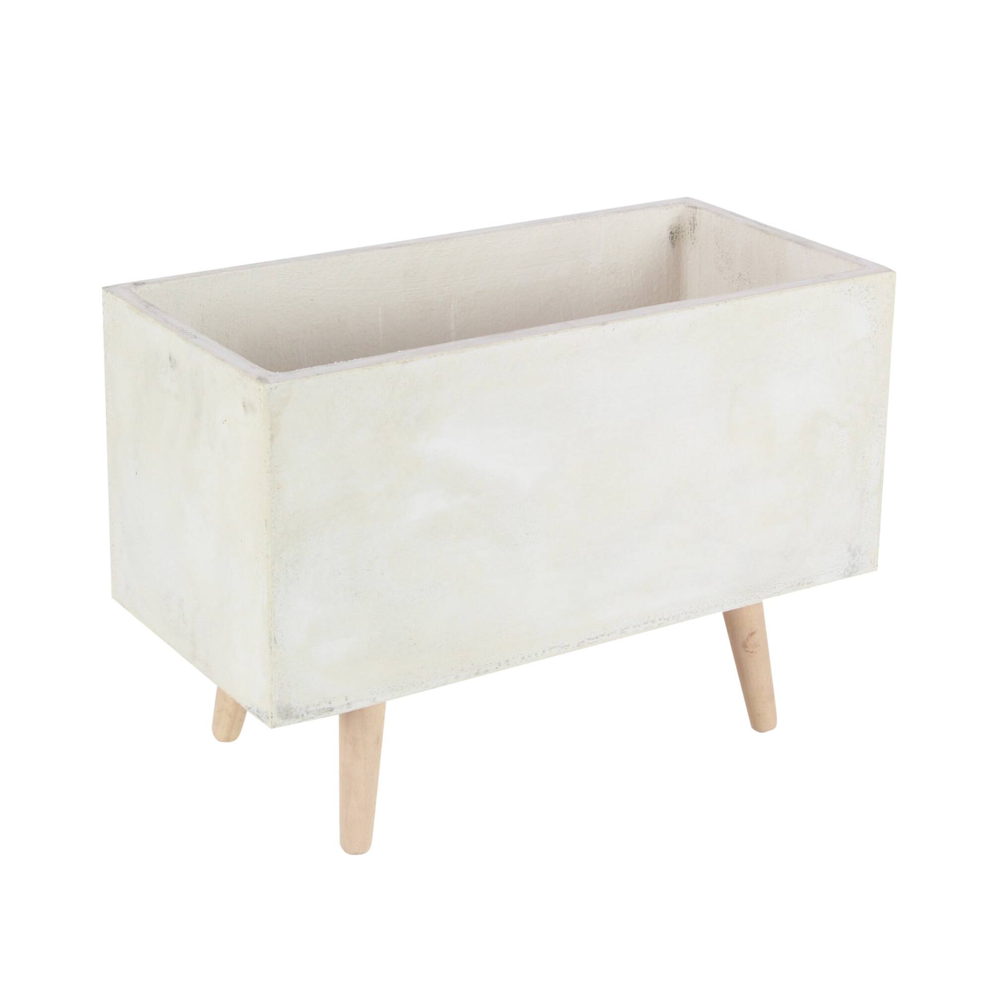 Set of 2 White Fiber clay Contemporary Planter, 17", 21"